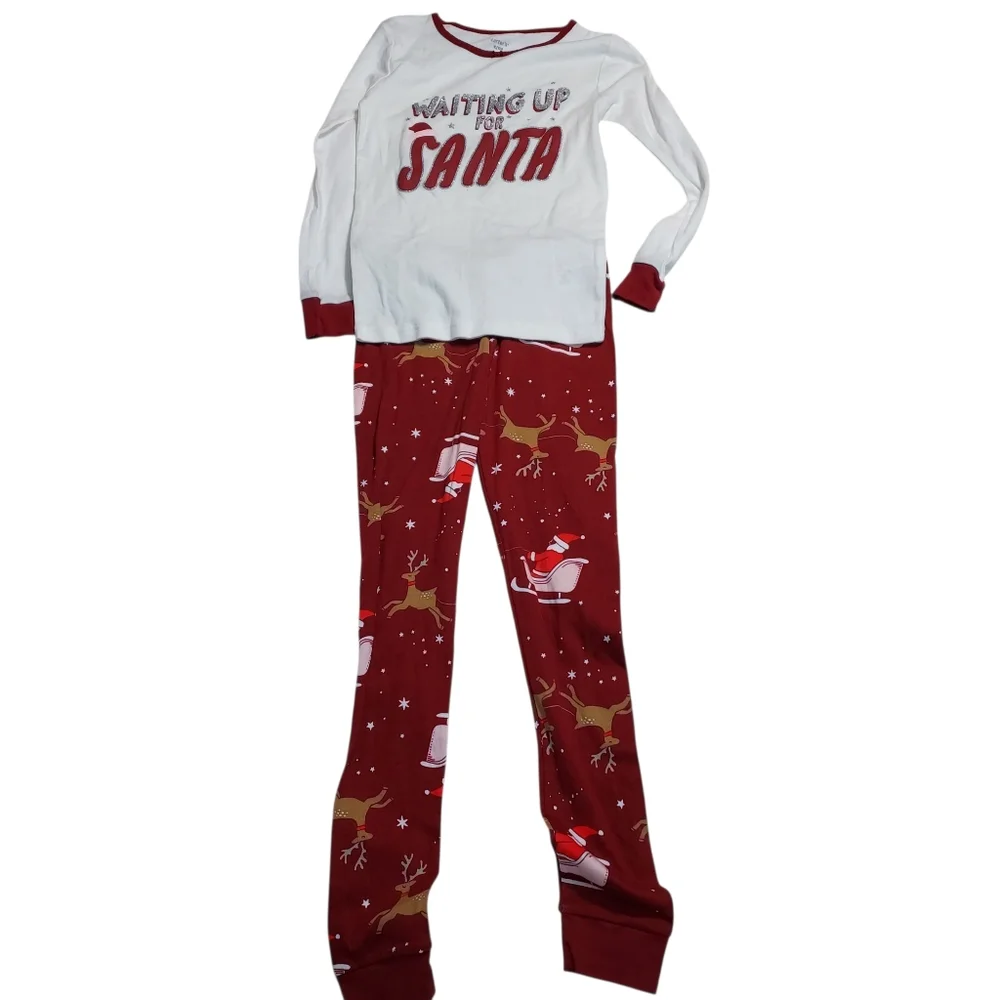 NWT Girl’s Carter’s Pajamas Sz 10~ 2 PC Christmas Waiting Up For Santa ~MSRP $30